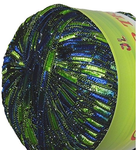 Ladder Trellis Glitter Trail Yarn sea Green Blue with lurex #322