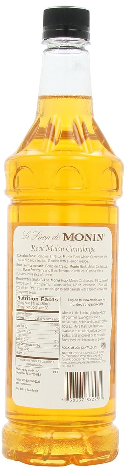 Amazon.com : Monin Flavored Syrup, Rock Melon Cantaloupe, 33.8 ...