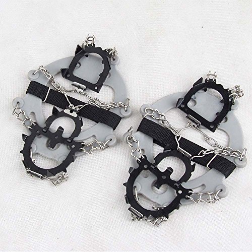 docooler 1 Pair 12 Teeth Claws Crampons Non-slip Shoes Cover Stainless Steel Chain Outdoor Ski Ice Snow Hiking Climbing