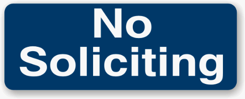 No Soliciting Sign Blue