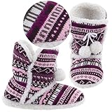 PInk Fair Isle Bootie Slippers for Women