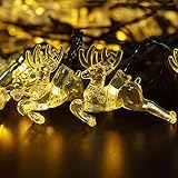 MYJP ソーラーストリングライト 鹿なデザイン 全長6M 30LED イルミネーションライト 防水 屋外 お庭やクリスマス飾りなど用(ウォームホワイト)
