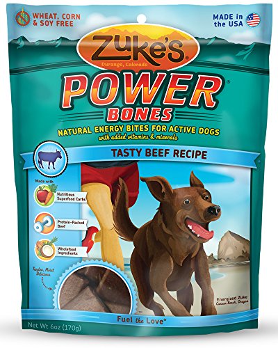 Zuke's Power Bones Natural Energy Bites for Active Dogs, Tasty Beef Recipe, 6-Ounce