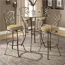 Big Sale Best Cheap Deals Bar Height Beveled Glass Bistro Table with Four Lattice Back Stools - Brookside/Hanover