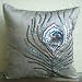 11% Holiday Sale - Peacock Feather- 16x16 Inches Throw Pillow Covers - Silk Pillow Cover with Sequin Embroidery