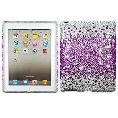 Purple Splash Rhinestone Protector Case with Hearts for Apple iPad 2