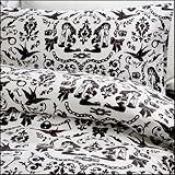 Sin in Linen Black and White Ravens Dream Duvet Covers, 100% Cotton, Twin