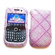 RIM BlackBerry Curve 3G 9300 9330 & Gemini Curve 8520 & 8530 Snap-on Protector Hard Case Rhinestone Cover "Pink Lines Pattern" Design
