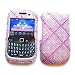 RIM BlackBerry Curve 3G 9300 9330 & Gemini Curve 8520 & 8530 Snap-on Protector Hard Case Rhinestone Cover "Pink Lines Pattern" Design