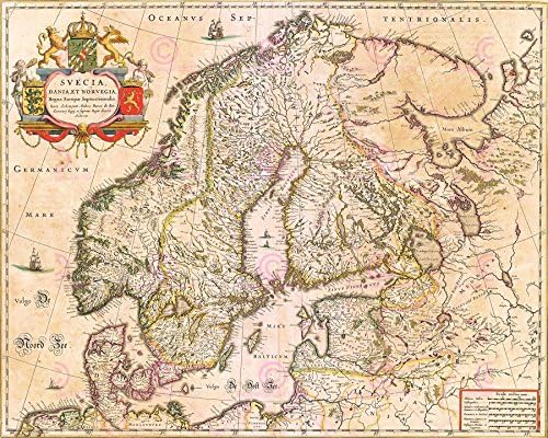 Doppelganger33 LTDDoppelganger33 LTD MAP ANTIQUE BLAEU 1645 SCANDINAVIAN KINGDOMS LARGE REPLICA POSTER PRINT PAM0562