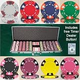 600 Casino Grade Crown & Dice 14 gram 3 Tone Clay Poker Chips w/ Free Timer Dealer Button. Premium Clay Poker Chips, includes Aluminum Case.