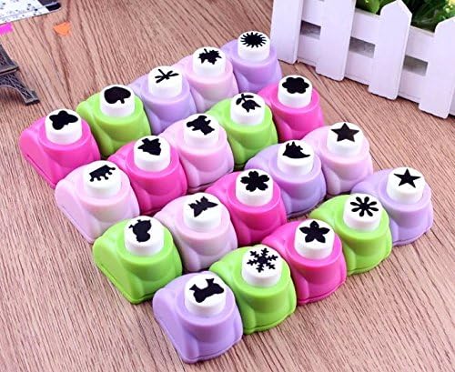 Canshansimita Mini Paper Craft Punch Card Scrapbook Engraving Kid Cut DIY Handmade Hole Puncher for Festival Papers /Greeting Cards /Invitation Cards (Random Shape and Color, 21 Pcs)