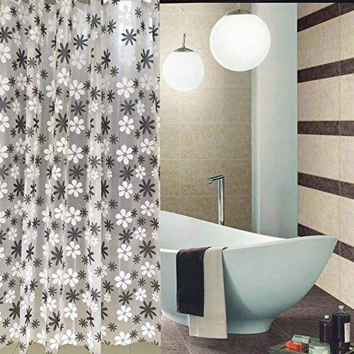 Best Black &amp; white decorative peva mildew resistant anti mold shower curtain liner for bathroom waterproof/water-repellent antibacterial 72x72 Plus 12 hooks/rings