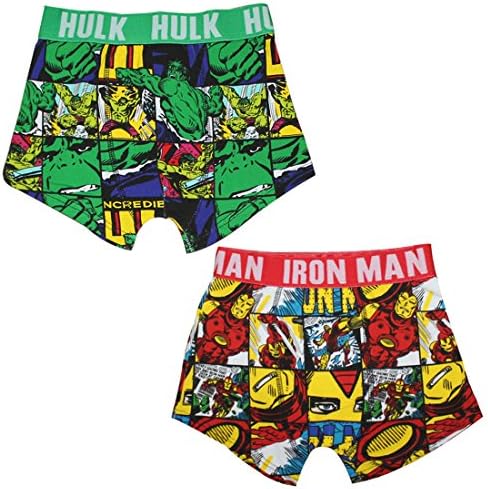 (Pack of 2) HULK &amp; IRON MAN Youth Comfortable Fit Boxer Shorts S Multicolor