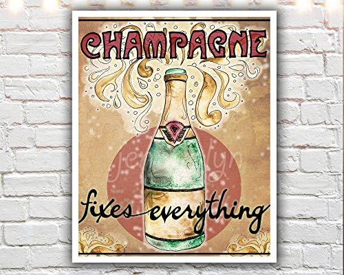 "The Fix" PAPER PRINT - champagne wall art - kitchen decor