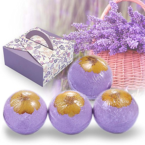 Startreasureland Bath Bomb Set 4 Pack Lavender Fizzy Bath Bombs - Soften and Nourish Skin - Relief from Soreness Aches Pains - Relax on Body & Mind- Perfect Bath Bomb Gift Sets in All Festivals