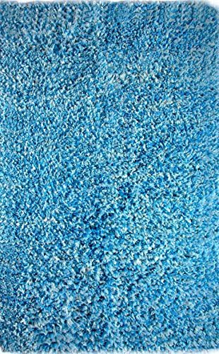 Global Accents Cloud Collection - (4'x6') Silk Rayon Viscose and Cotton Shag Textured Pattern Accent Royal Shag Area Rugs for Living, Indoor &amp; Dining Room, Color Blue White - Blue Rug - Shag Area Rug - Made in India
