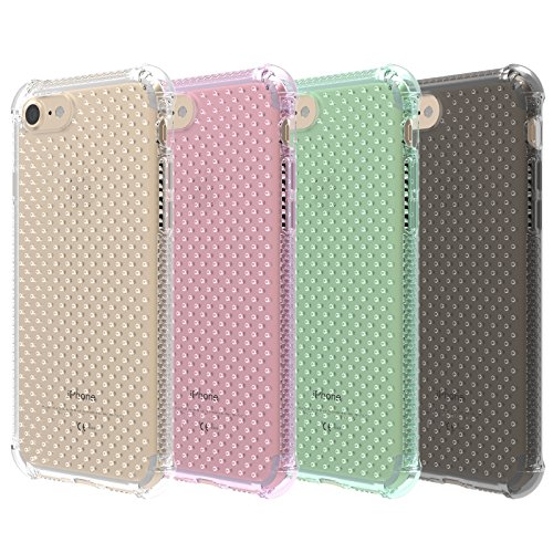 iPhone 7 Case, 4 Pcs iPhone 7 Clear Case, FYY [Coner Protection][Slim Fit] Clear Case for iPhone 7 4.7 inch (2016)-Clear/Pink/Mint Green/Black