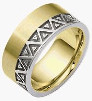 10mm Multi Texture 18 Karat Two-Tone Gold Comfort Fit Wedding Band Ring