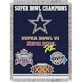 Dallas Cowboys NFL Super Bowl Commemorative Woven Tapestry Throw (48x60