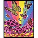 Butterflies & Mushrooms Blacklight Tapestry Wall Hanging