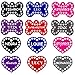 CNATTAGS Swarovski Crystals Bone Shape Pet ID Tags Premium Aluminum Engraved (Bone Blue)