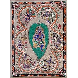 Fine Art Madhubani Folk Paintings Home Decor Organic Color Paper 22 x 30 inches (madht274)