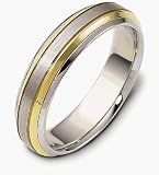5.5mm Stylish Platinum and 18 Karat Gold Comfort Fit Wedding Band Ring