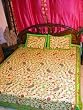 Indian Bedding-3p Beige,green ,red Color Floral Cotton India Bedspread Coverlet Throw King