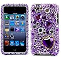 Many Design Pattern Rhinstone Front and Back cover for New Ipod Touch 4th Generation with Camera Suitable for 8G 32G 64G (Purple Heart)