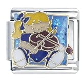 Buy Girl Playing Violin Musical Italian Charms Bracelet Link by Pugster