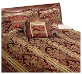 Malibu Shores Poesaide Flower Jacquard 7-Piece King Comforter Set, Burgundy