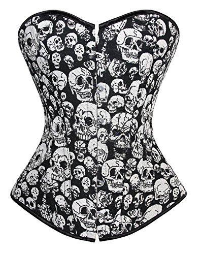 Kranchungel Women's Gothic Skull Crossbone Corset Punk Burlesque Bustier Top