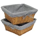 Burlington Baby 2 Pack Large Honey Willow Basket Set with Liner, Black