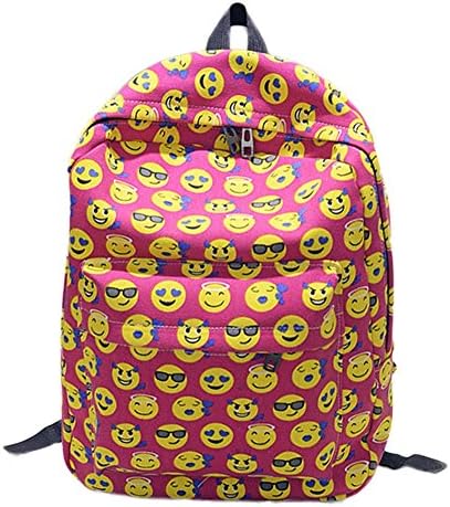 Emoji Bag,MataMata Casual Funny Emoji Print Smile Face Schoolbag Backpacks for Boys and Girls (Rose)