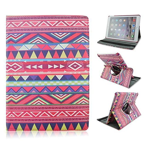iPad Air Case,iPad Air 2 Generation Case-Red Tribal Temple Stripe 360 Rotating Magnetic Smart PU Leather Stand Flip Case with Auto Sleep/Wake Function For Apple iPad Air 2 iPad 6 Generation NEWEST(Gift Packaging Include:1x Clear LCD Screen Screen Skin Protector/1x Touch Stylus Pen/1x Clean Cloth)