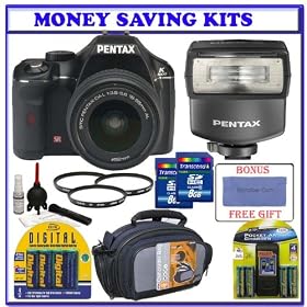 Pentax K2000 10.2MP Digital SLR w/ 18-55mm f/3.5-5.6 DA L Lens, AF200FG Flash, Transcend 4GB SDHC Memory, & Starter Accessory Kit