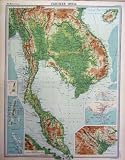 COLOUR MAP FARTHER INDIA 1920 PRINT CHINA