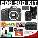 Canon EOS 50D Digital SLR Camera Body + Tamron 28-80mm & 70-300mm AF Lens Set + 16GB CF Card + Battery + Case + Cameta Bonus Accessory Kit