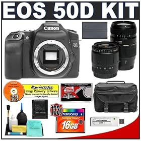 Canon EOS 50D Digital SLR Camera Body + Tamron 28-80mm & 70-300mm Lens Set + 16GB CF Card + Battery + Case + Cameta Bonus Accessory Kit
