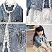 Urparcel Girls Jacket Denim Jean Lace Outerwear Overcoat Cowboy Coat Collarless