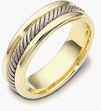6.5mm Platinum and 18 Karat Gold Comfort Fit Wedding Band Ring