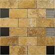 2x4 Gold / Yellow Tumble Travertine Tiles on 12x12 sheets for Backsplash, Shower Walls, Bathroom Floors