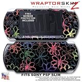 Kearas Flowers on Black WraptorSkinz Skin and Screen Protector Kit fits Sony PSP Slim (PSP 2000)