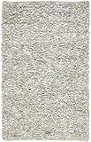 IMAGE OF Safavieh Leather Shag Collection Metro Handmade Leather Area Rug, Grey and White