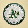 Oakland Athletics 12in Art Glass Clock MLB Baseball Fan Shop Sports Team Merchandise