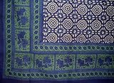 Mansingh Block Print Tapestry-Bedspread-Blue-Twin