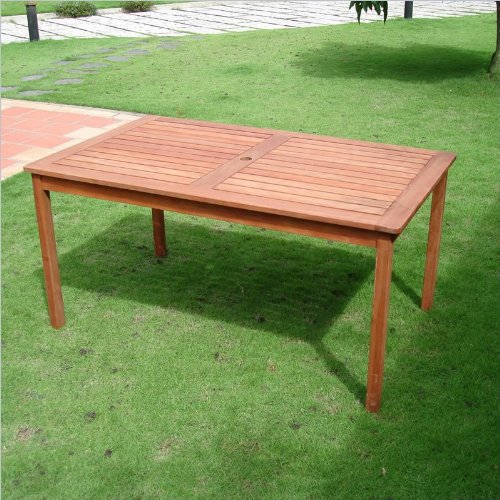 VIFAH V98 Outdoor Wood Rectangular Table, Natural Wood Finish, 59 by 35 x30-Inch