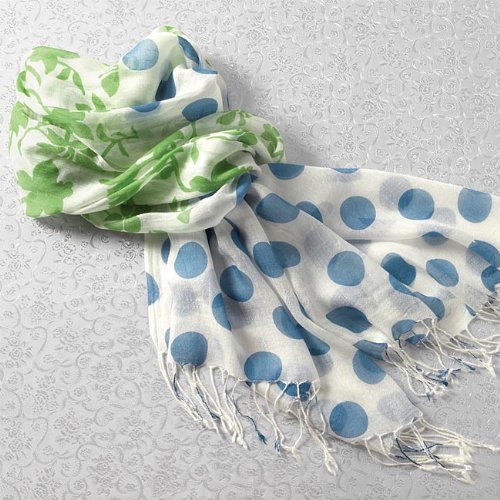 Polka-dot-and-floral Scarf for Sale