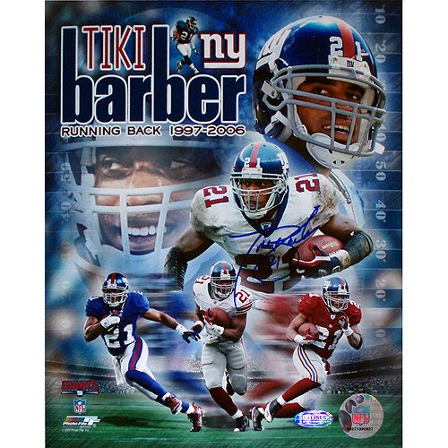 Steiner Sports NFL Tiki Barber Legends Collage Autographed 8-by-10-Inch Photograph